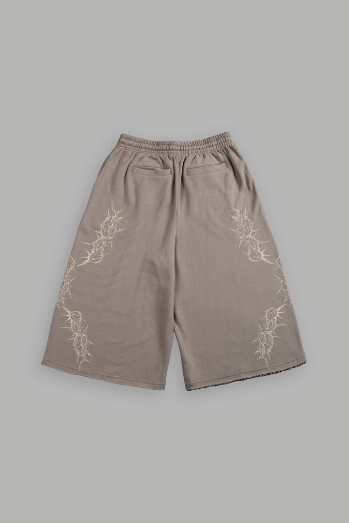 Thorns Oversized Omen Cropped Sweat Pants in Taupe