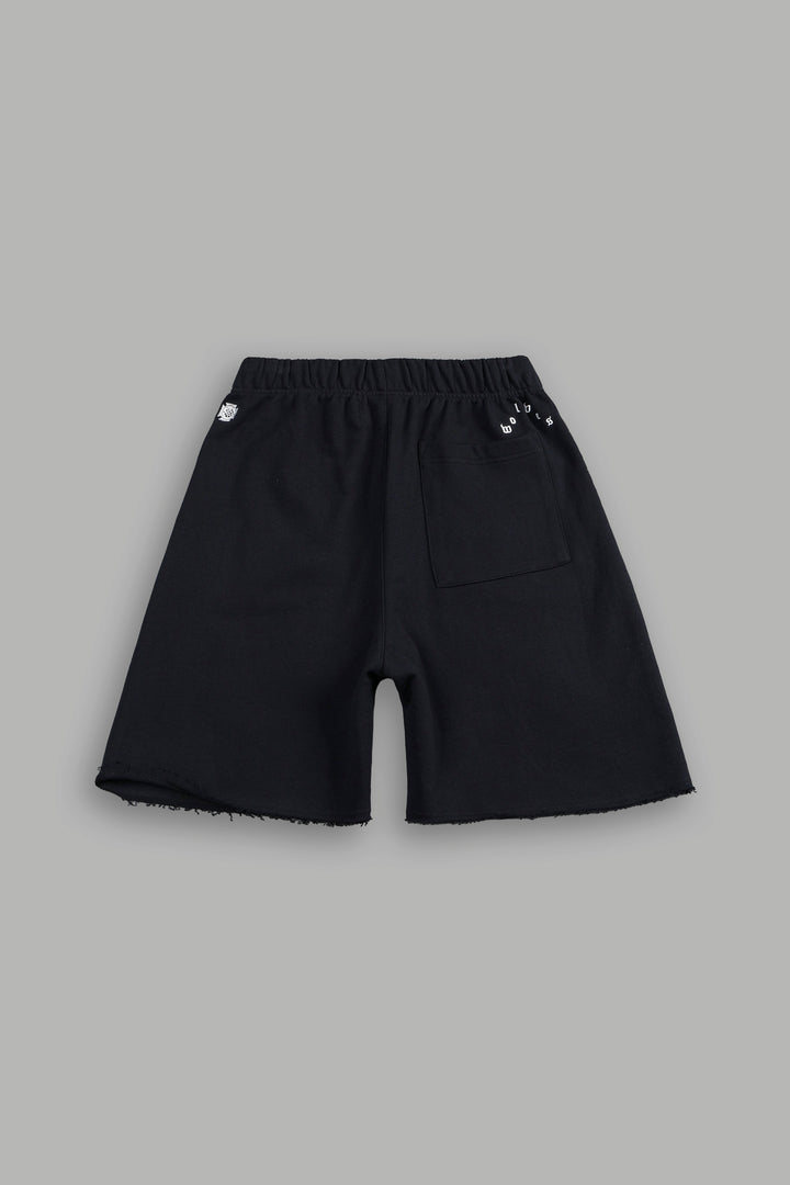 Stud Muerto Grunge Oversized Raw Hem Post Lounge Sweat Shorts In Black