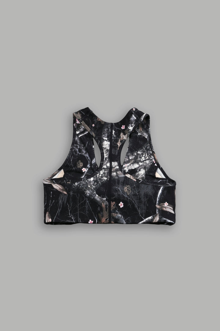 Single Wolf "Everson" Seamless Twist Bra in Darc Blossom Woodland Camo