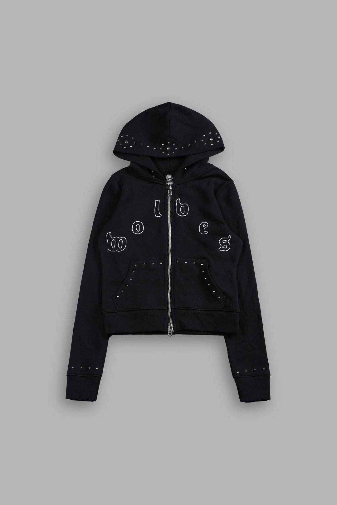 Stud Lobo Iris Zip Up Hoodie In Black