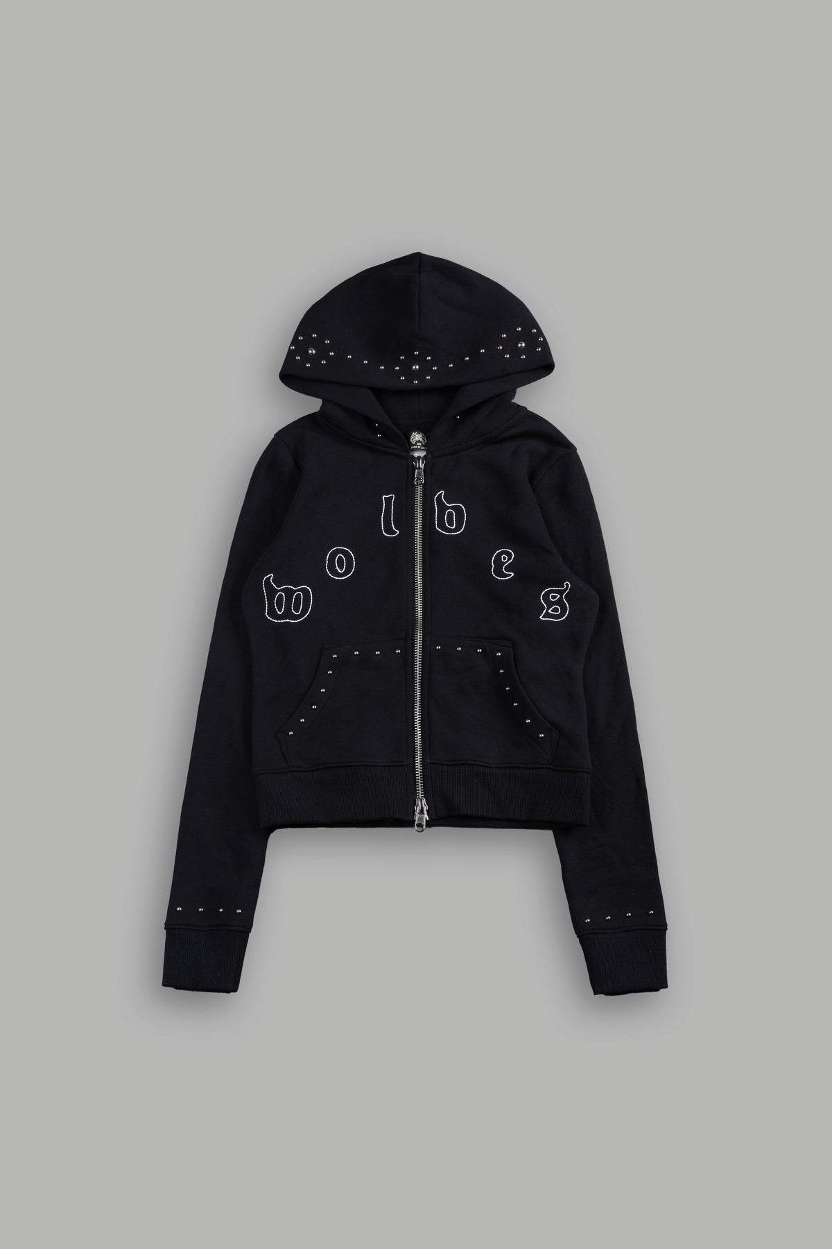 Stud Lobo Iris Zip Up Hoodie In Black