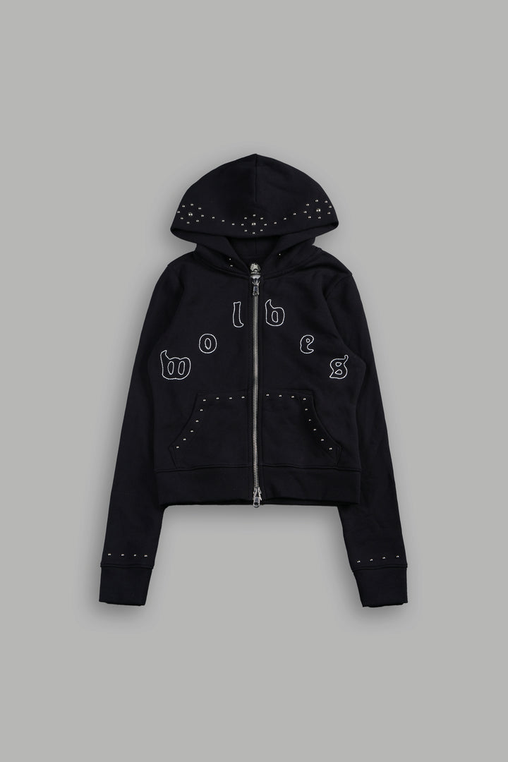 Stud Lobo Iris Zip Up Hoodie In Black