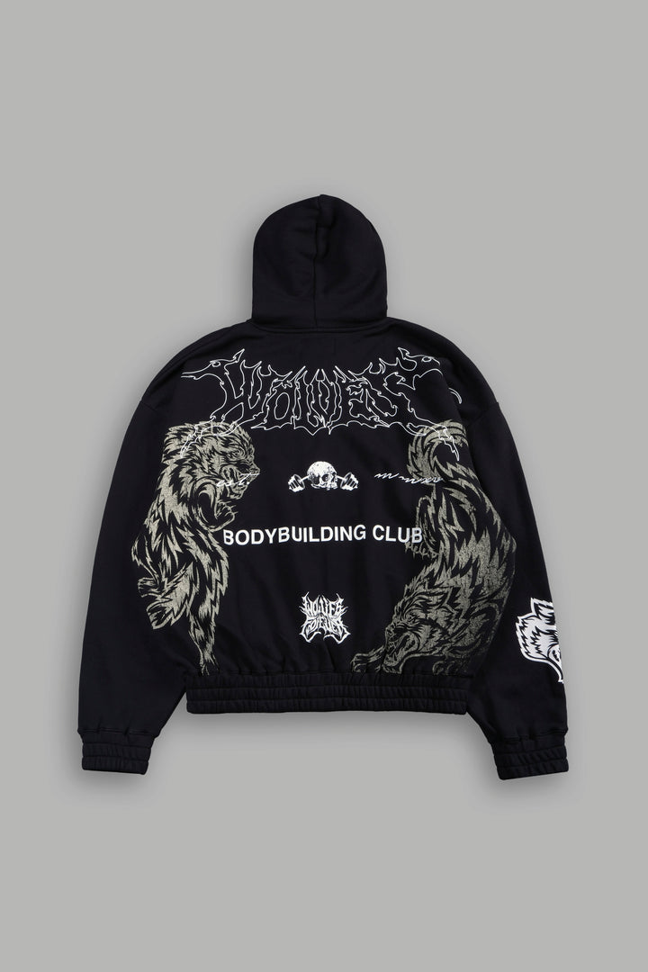 Wolves Bodybuilding Club Chambers Zip Hoodie In Black