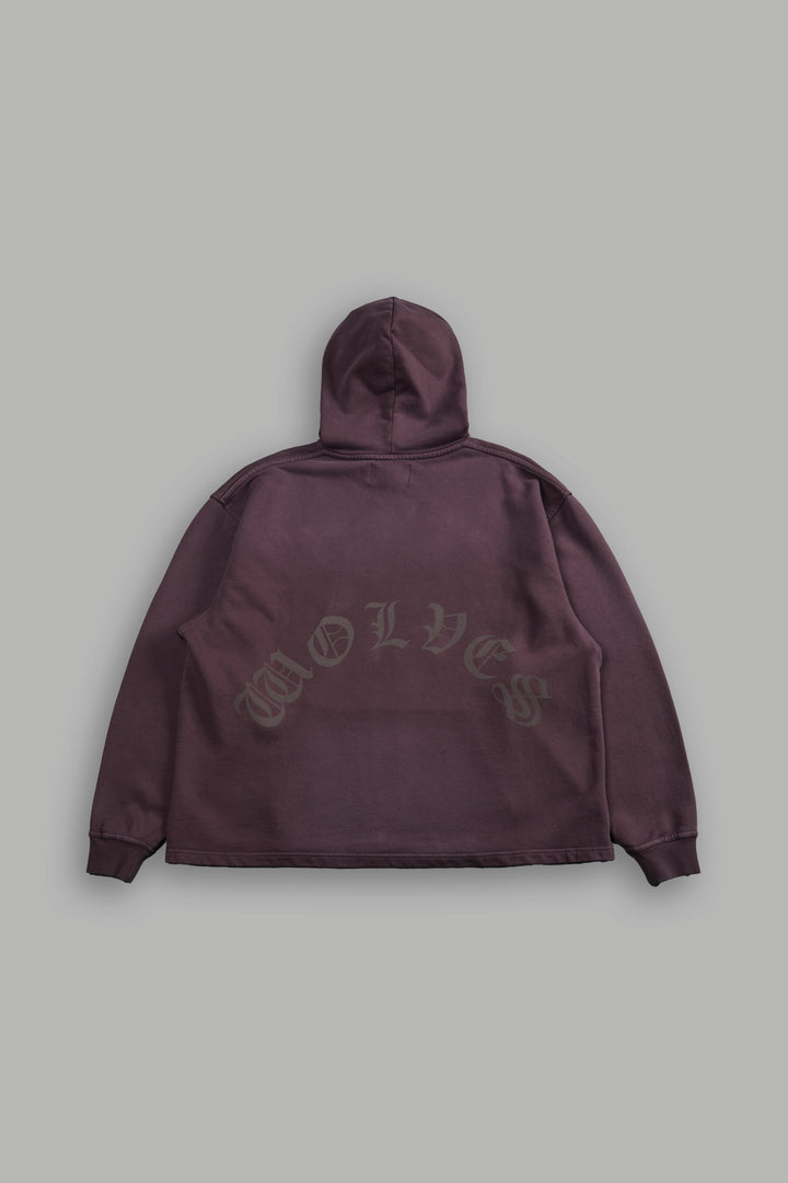 Phantom Night Chopper "Moaty" Hoodie in Darc Garnet Drift Wash