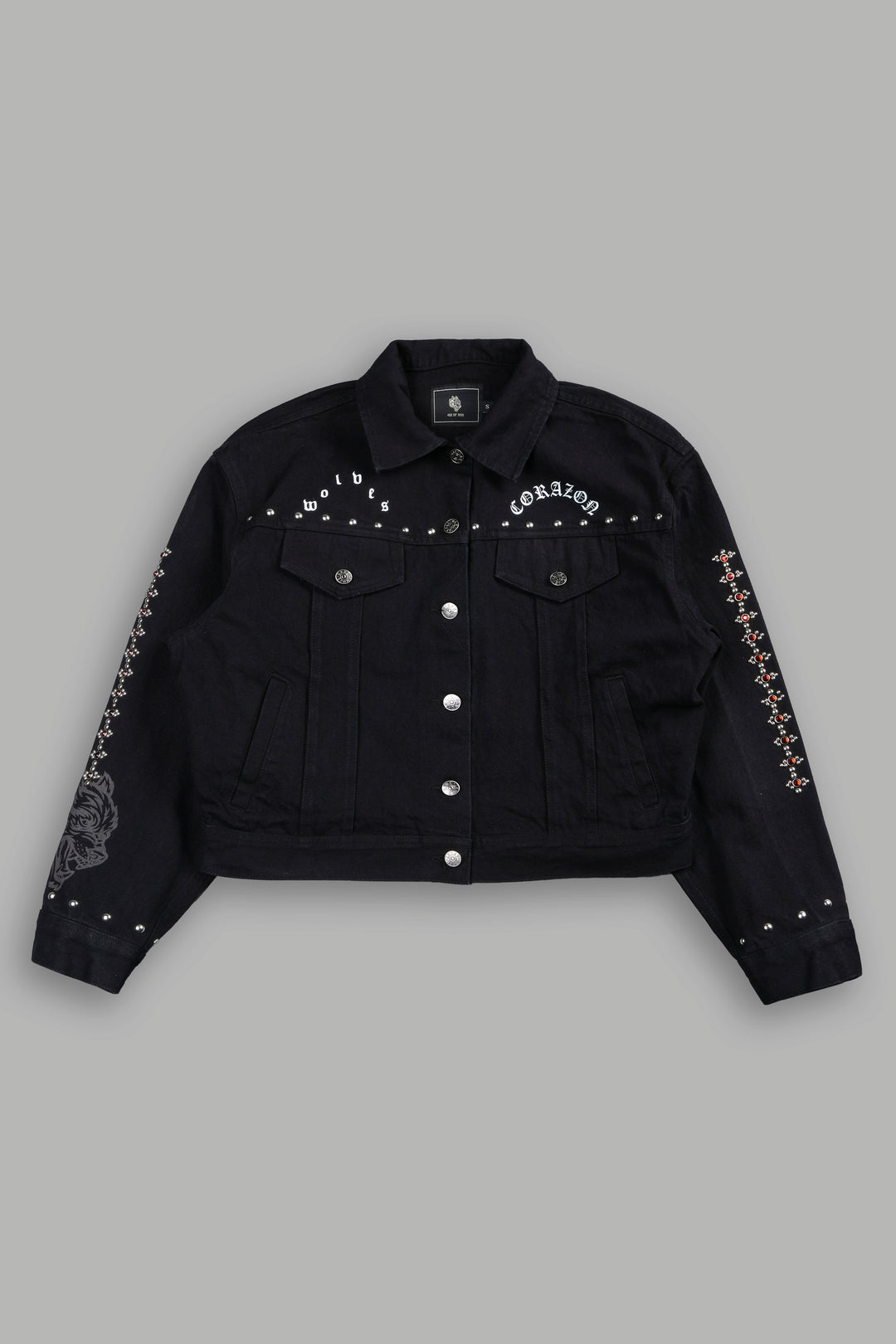 Wolves Pyramid She American Denim Jacket In Black