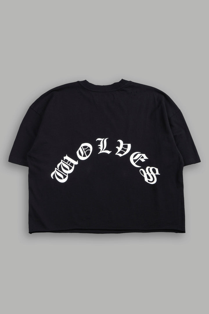 Okami Inferno Distressed Grunge Box Cut Tee V2 in Black