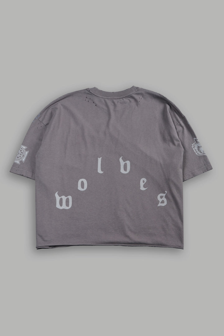 Sub-Zero Distressed Grunge Box Cut Tee V2 in Slate Gray