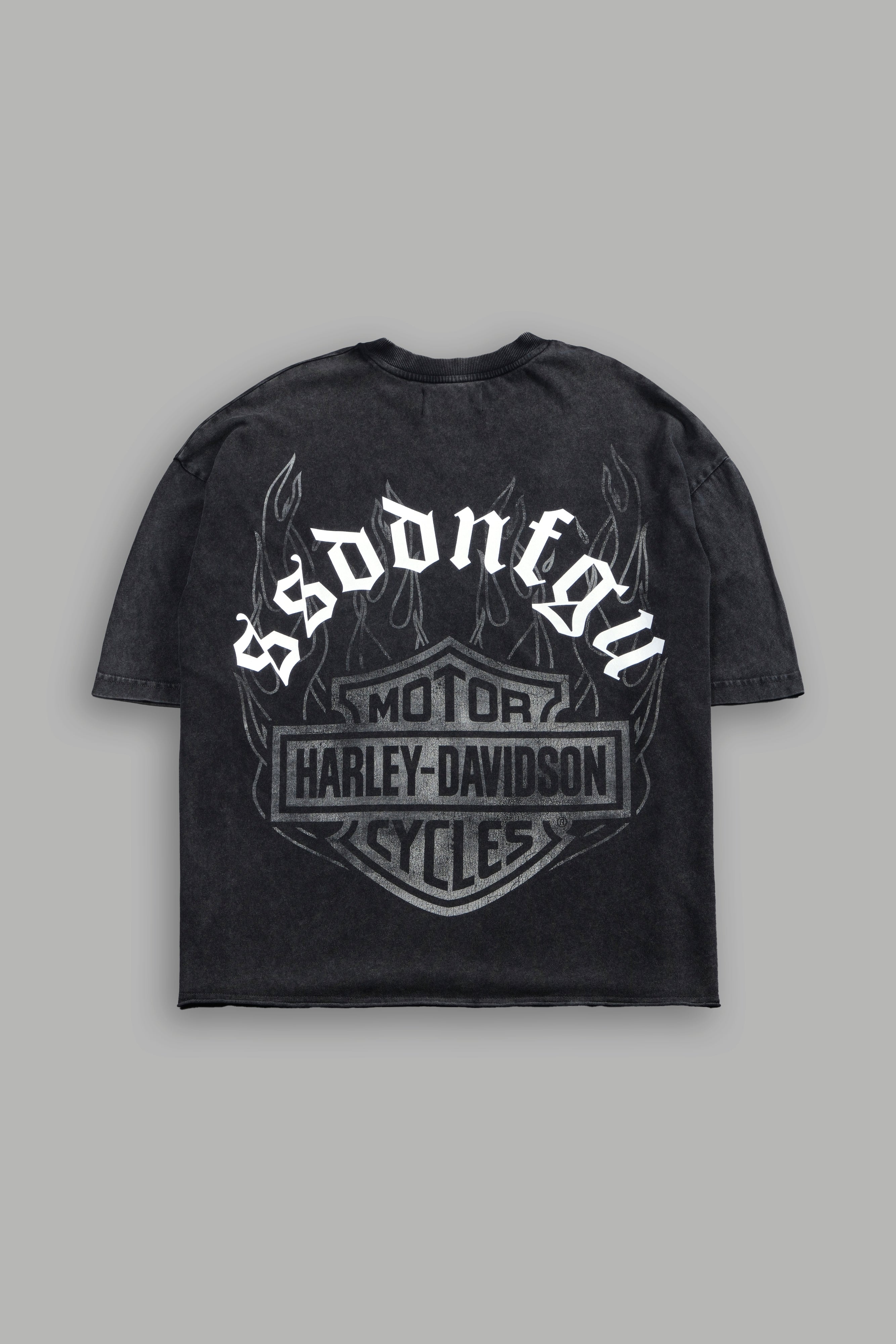 Last Ride Premium Raw Hem Box Cut Tee in Washed Black