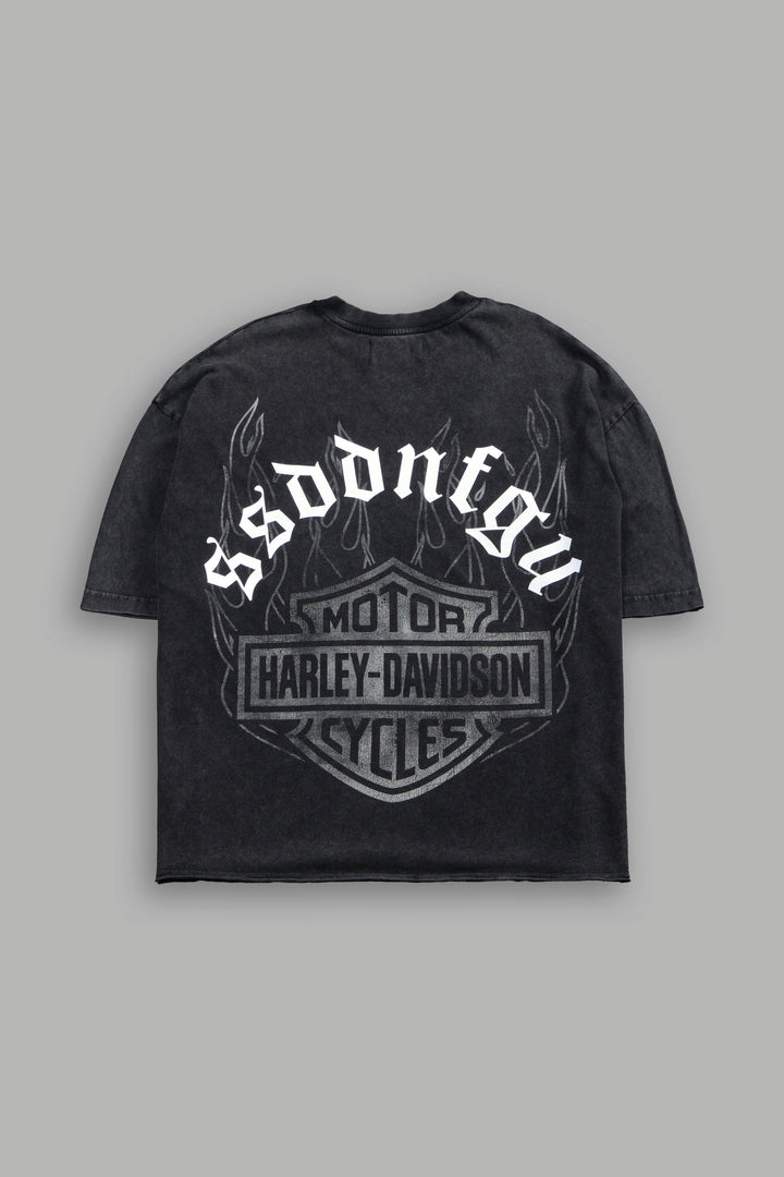 Last Ride Premium Raw Hem Box Cut Tee in Washed Black