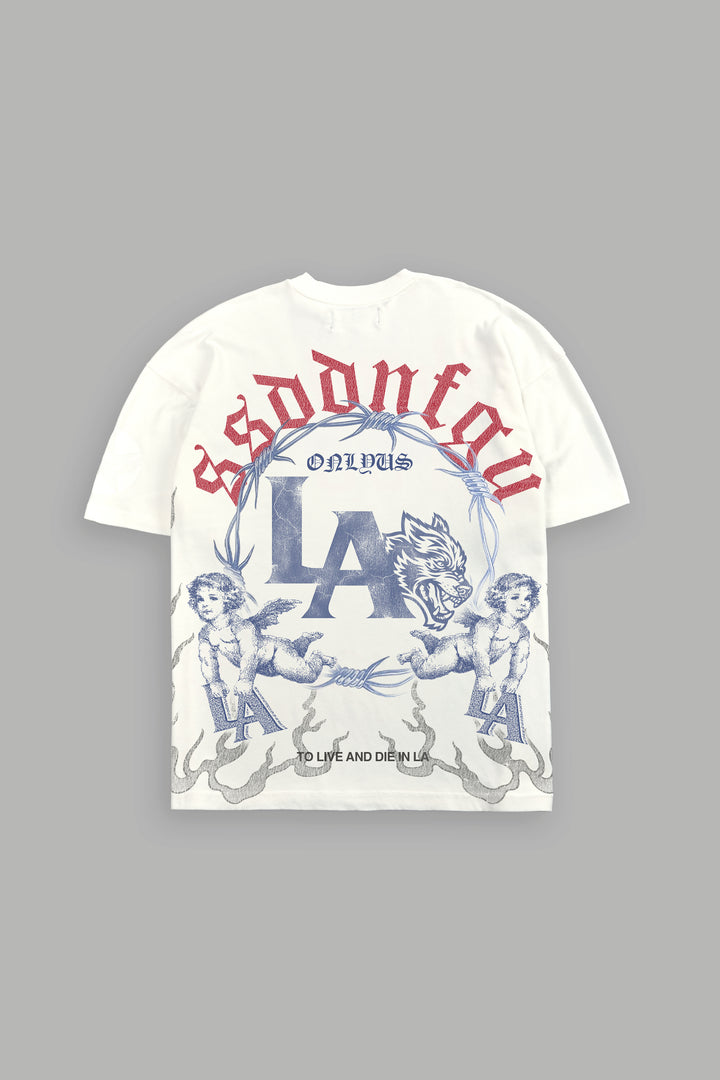 La Heritage Premium Oversized Tee in Cream