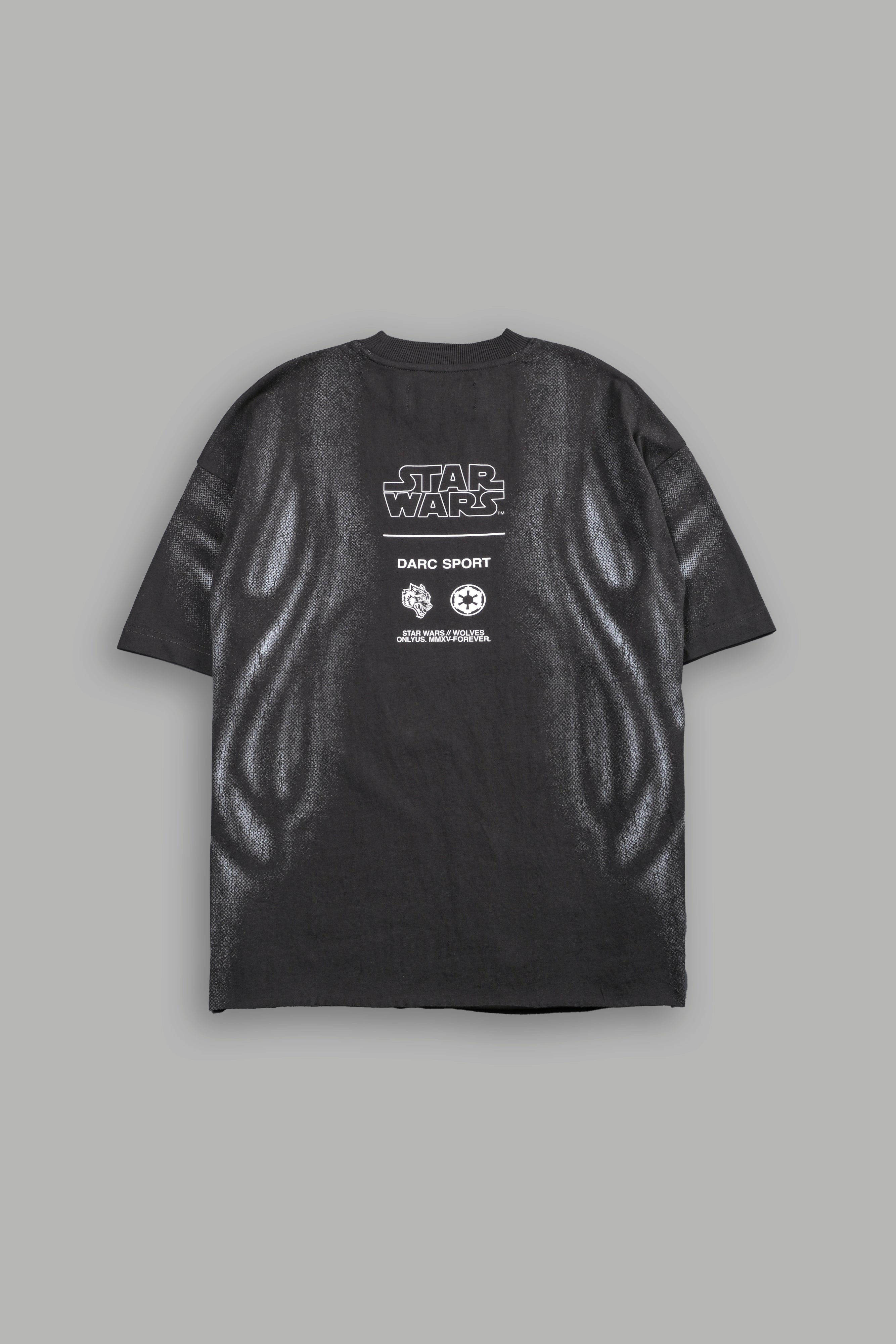 Dark Flame Grunge Mid Length Raw Hem Tee in Wolf Gray