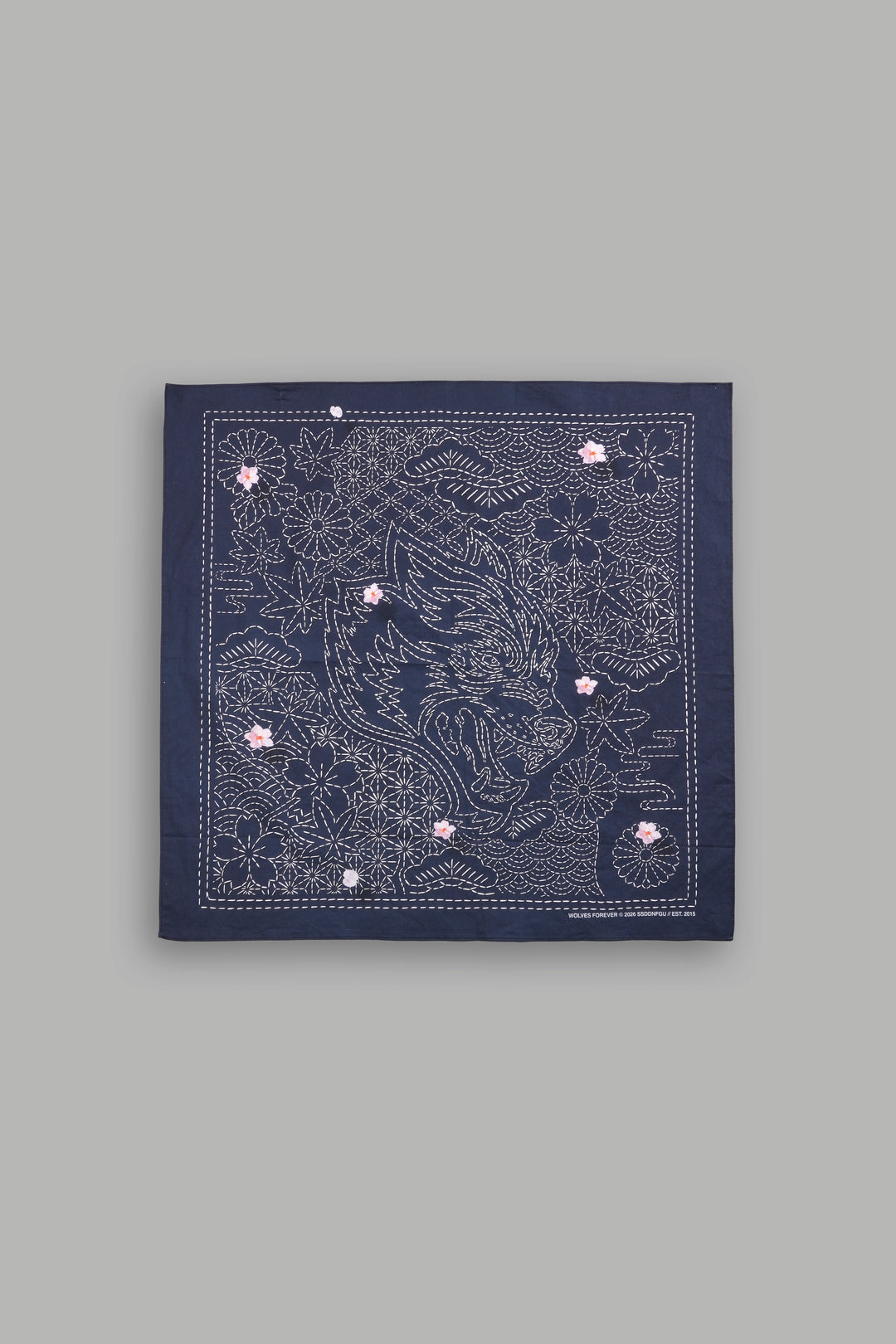 Sashiko Waves Bandana in Royal Navy
