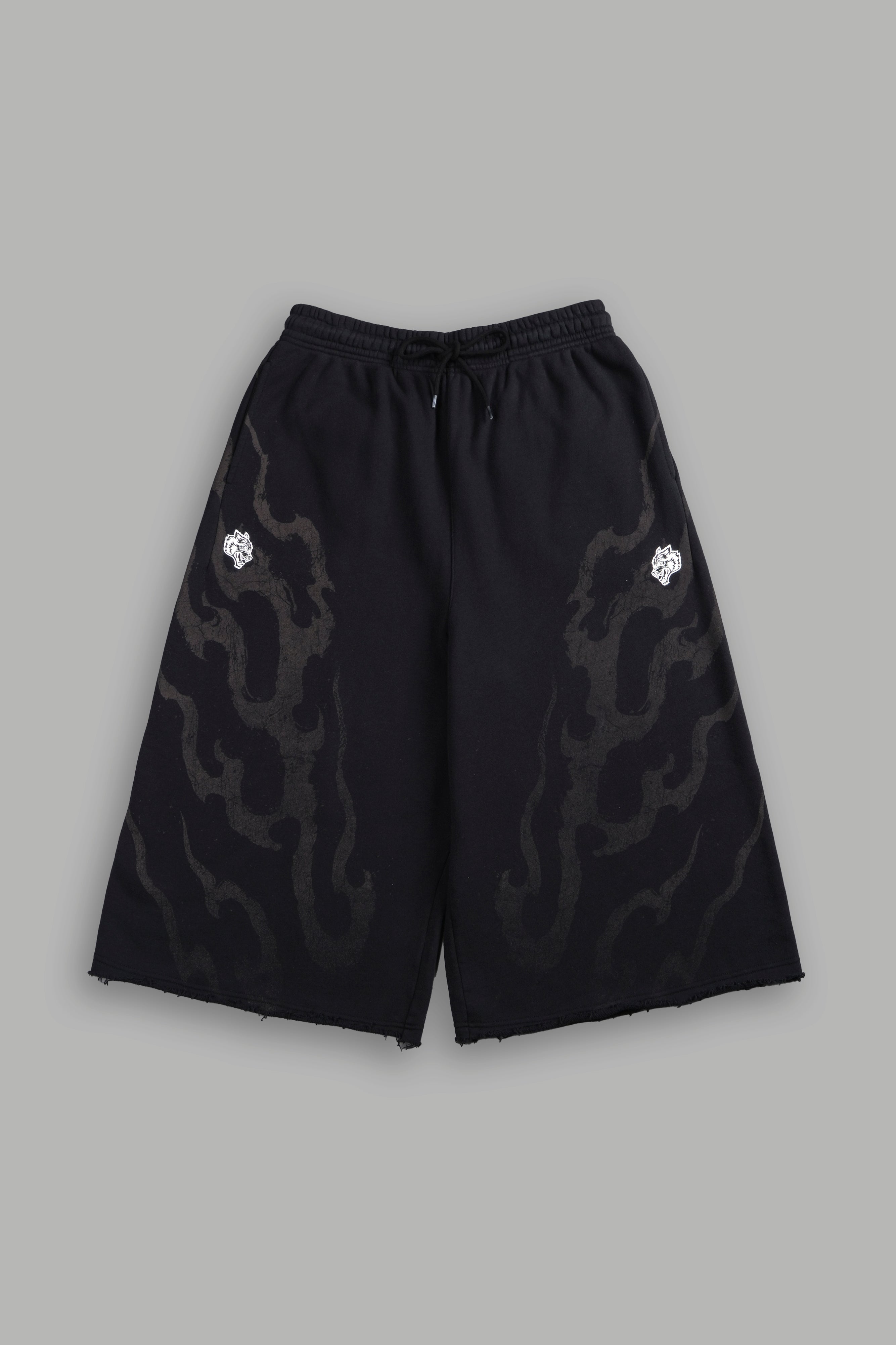 Darc Infernal Oversized Omen Cropped Sweat Pants in Black