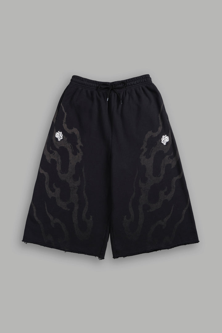 Darc Infernal Oversized Omen Cropped Sweat Pants in Black