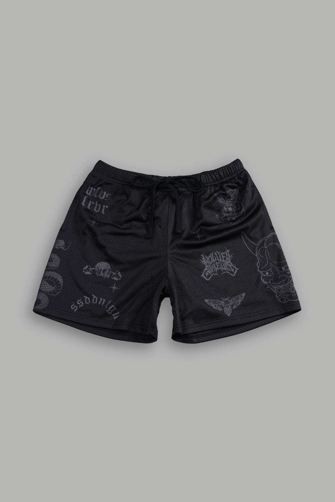 Oni Wolves Mesh Shorts in Black