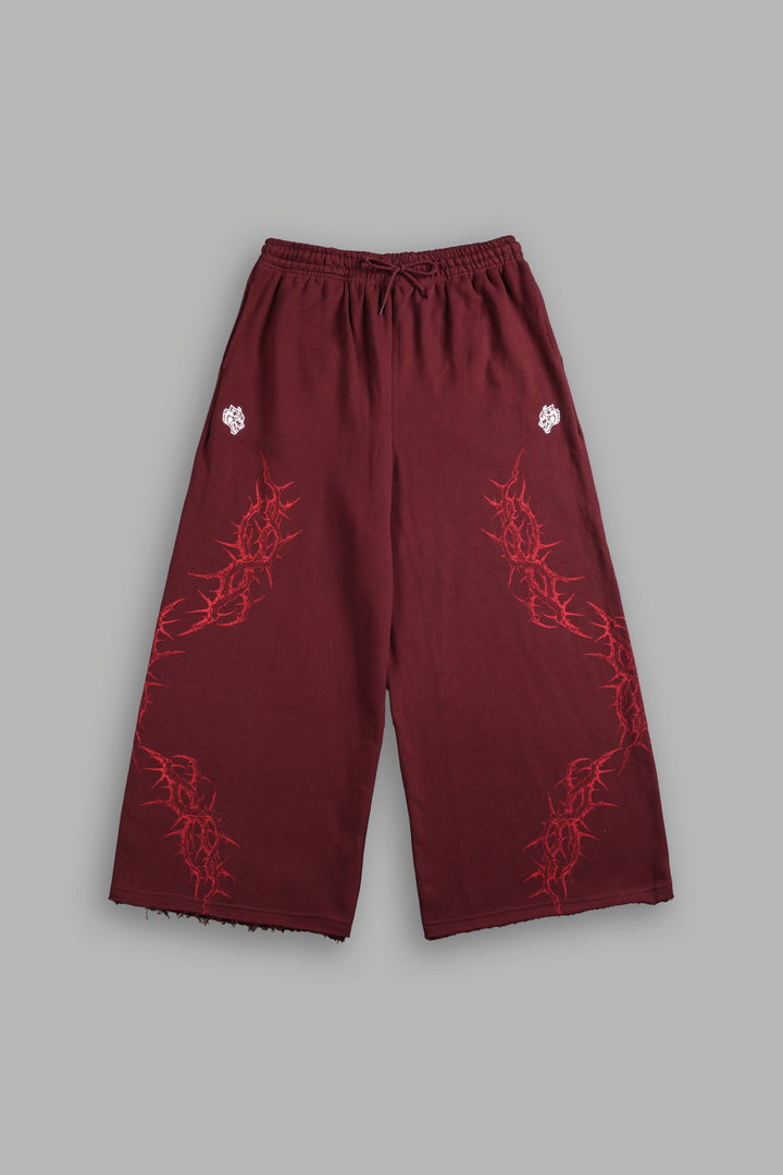 Thorns Oversized Omen Sweat Pants in Oxblood