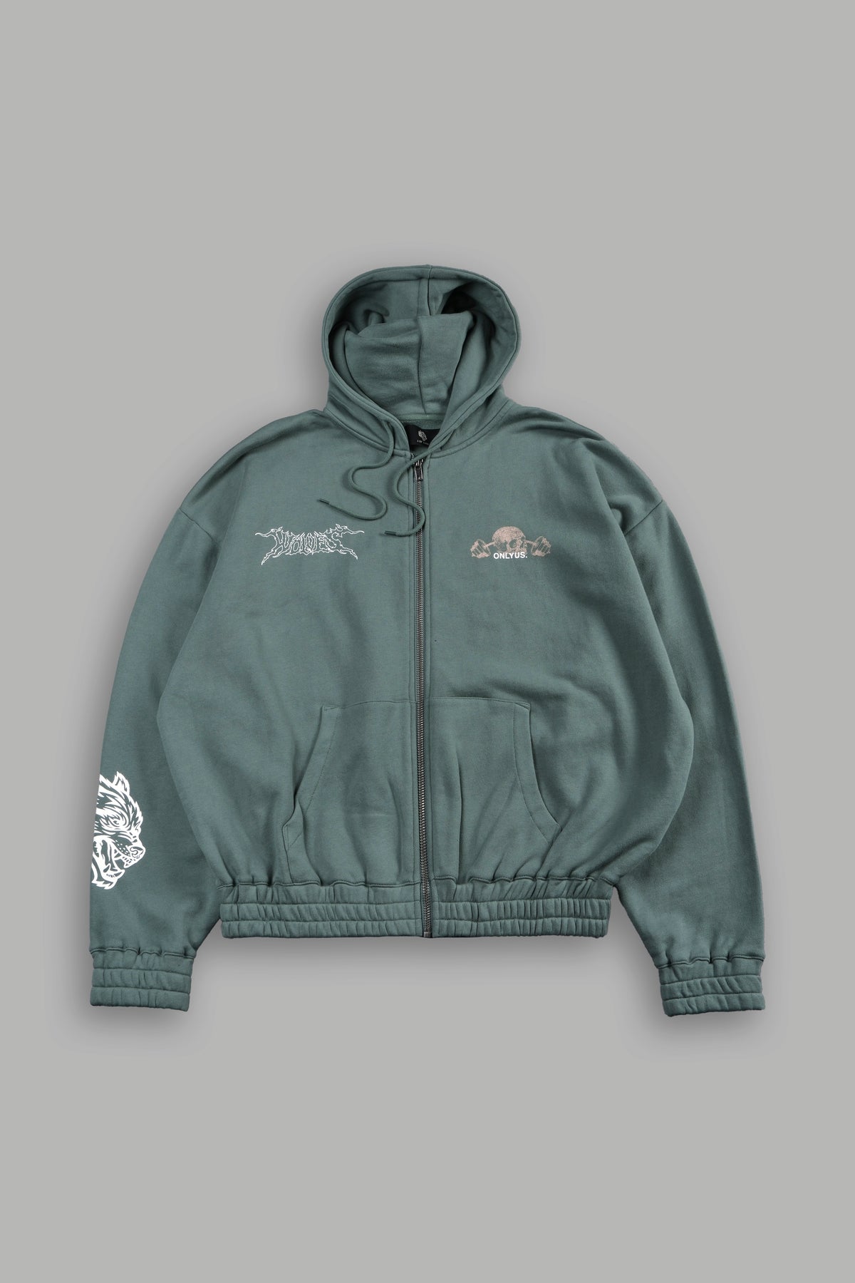 Wolves Bodybuilding Club Chambers Zip Hoodie In Hunter Green