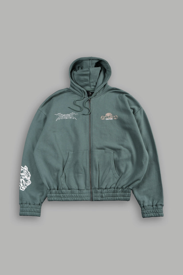 Wolves Bodybuilding Club Chambers Zip Hoodie In Hunter Green
