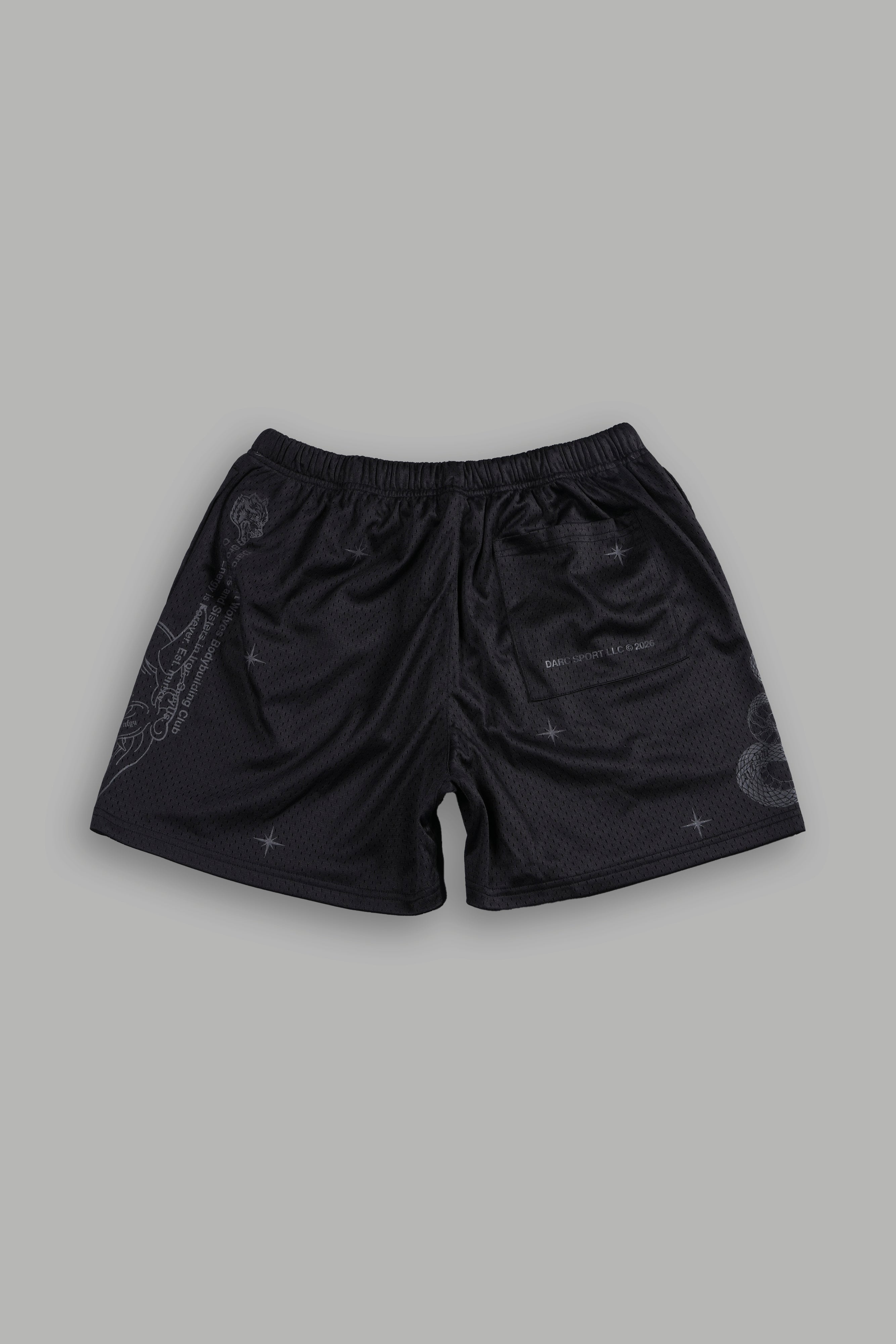 Oni Wolves Mesh Shorts in Black