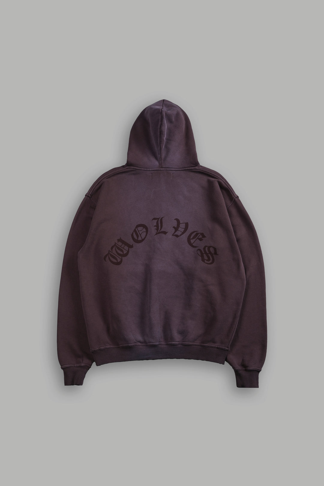 Chopper Wolves Flame "Pierce" Hoodie in Darc Garnet Spine Sun Fade