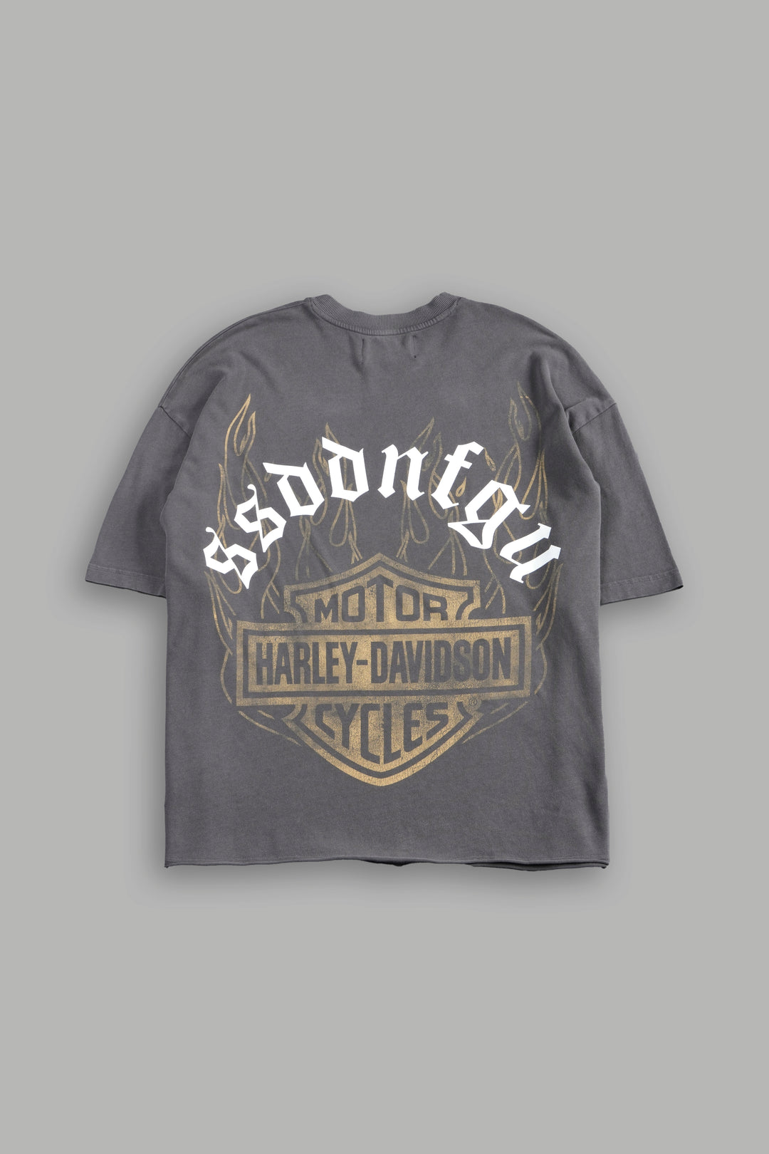 Last Ride Premium Raw Hem Box Cut Tee in Slate Gray