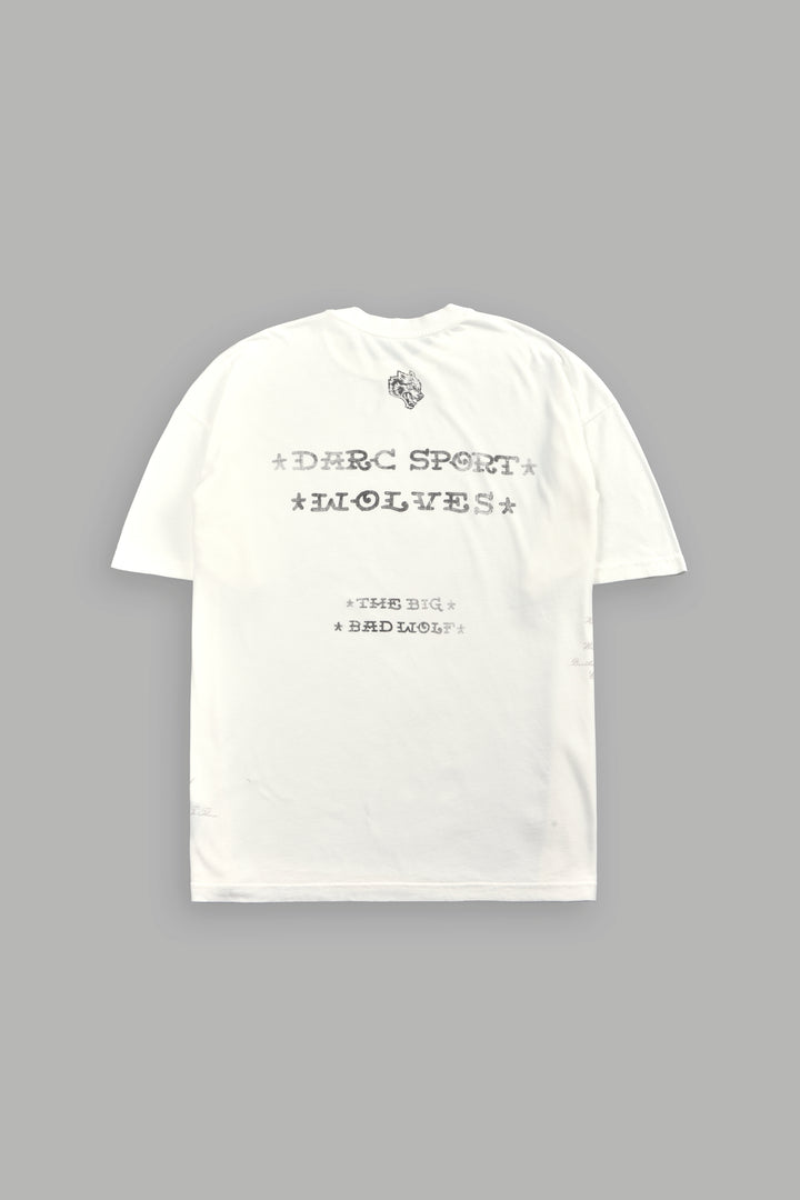 Big Bad Wolf Energy Side-By-Side Series Premium Oversized Tee in Cream