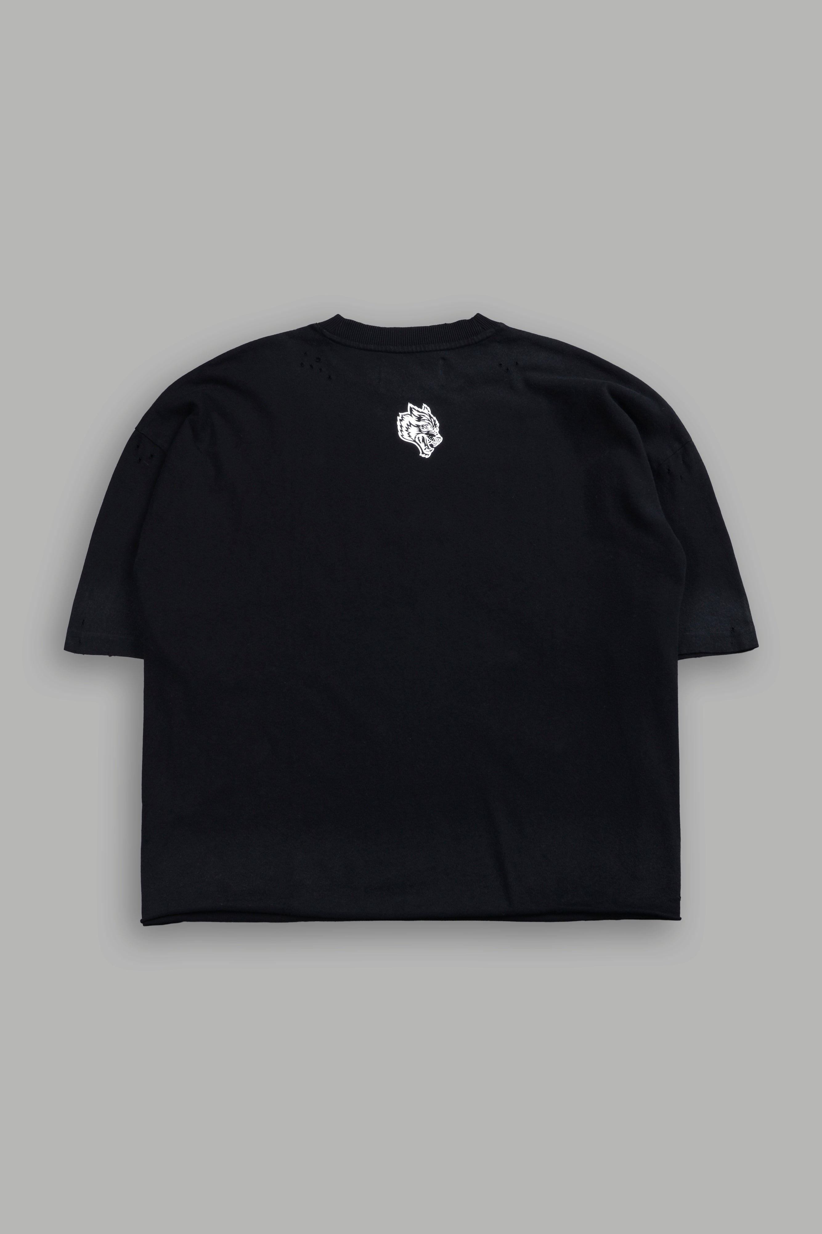 Hell is Real Distressed Grunge "Box Cut" Tee V2 in Black Drift Wash