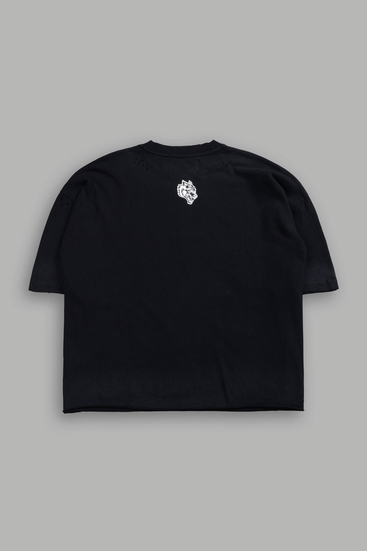 Hell is Real Distressed Grunge "Box Cut" Tee V2 in Black Drift Wash