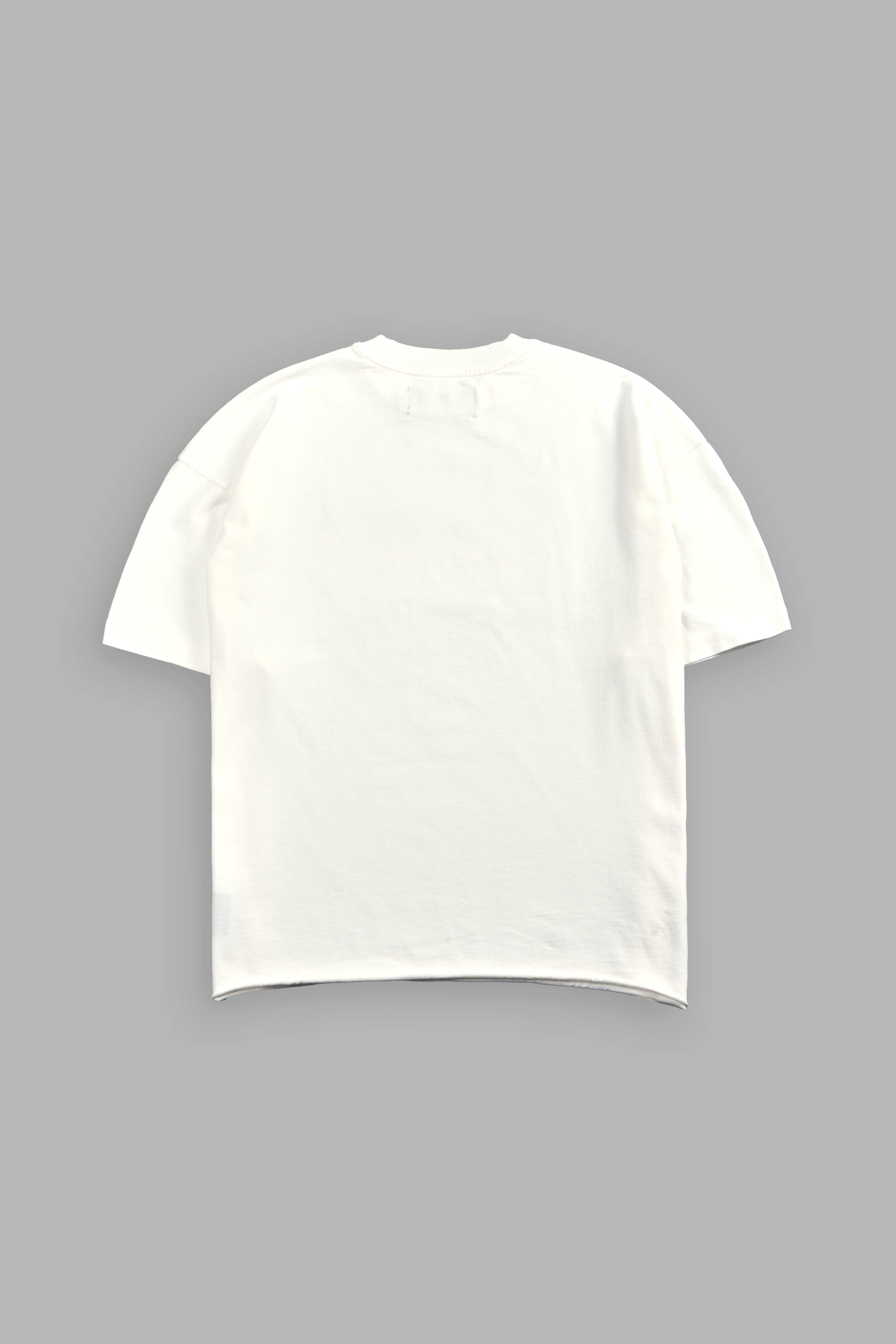 Loyalty Frvr Grunge Mid Length Raw Hem Tee in Cream