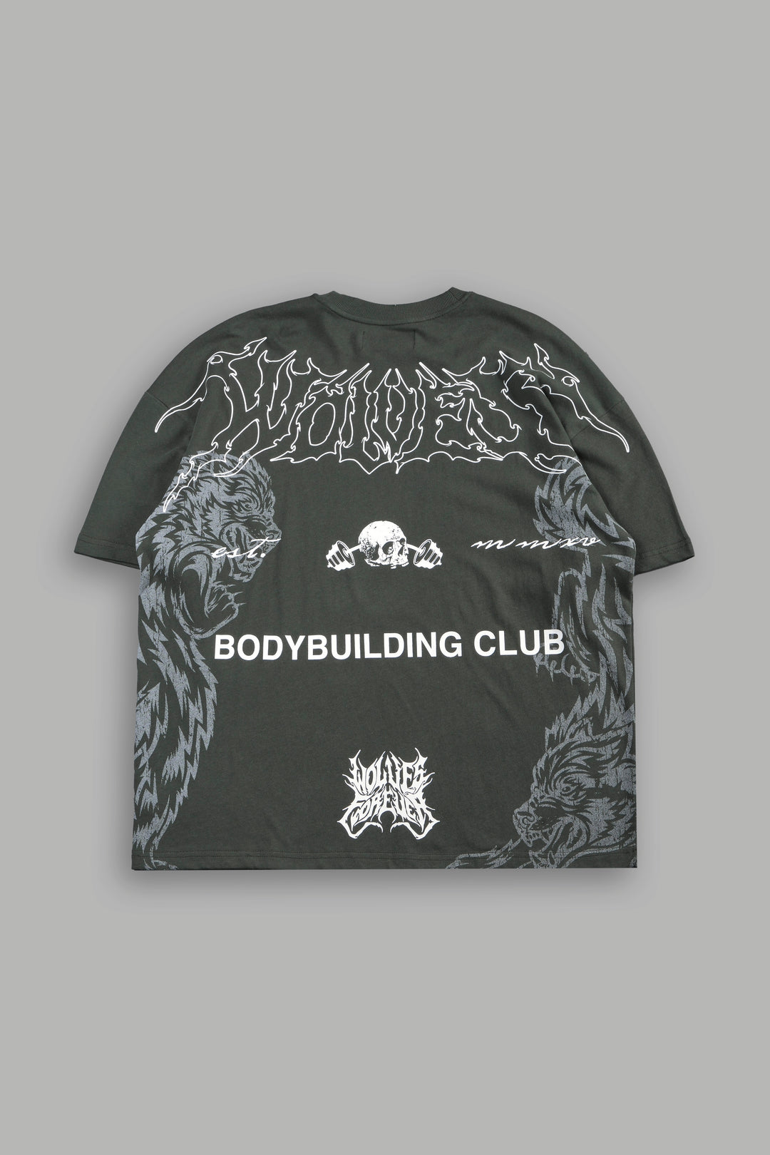 Wolves Bodybuilding Club Premium Tee In Green Ivy