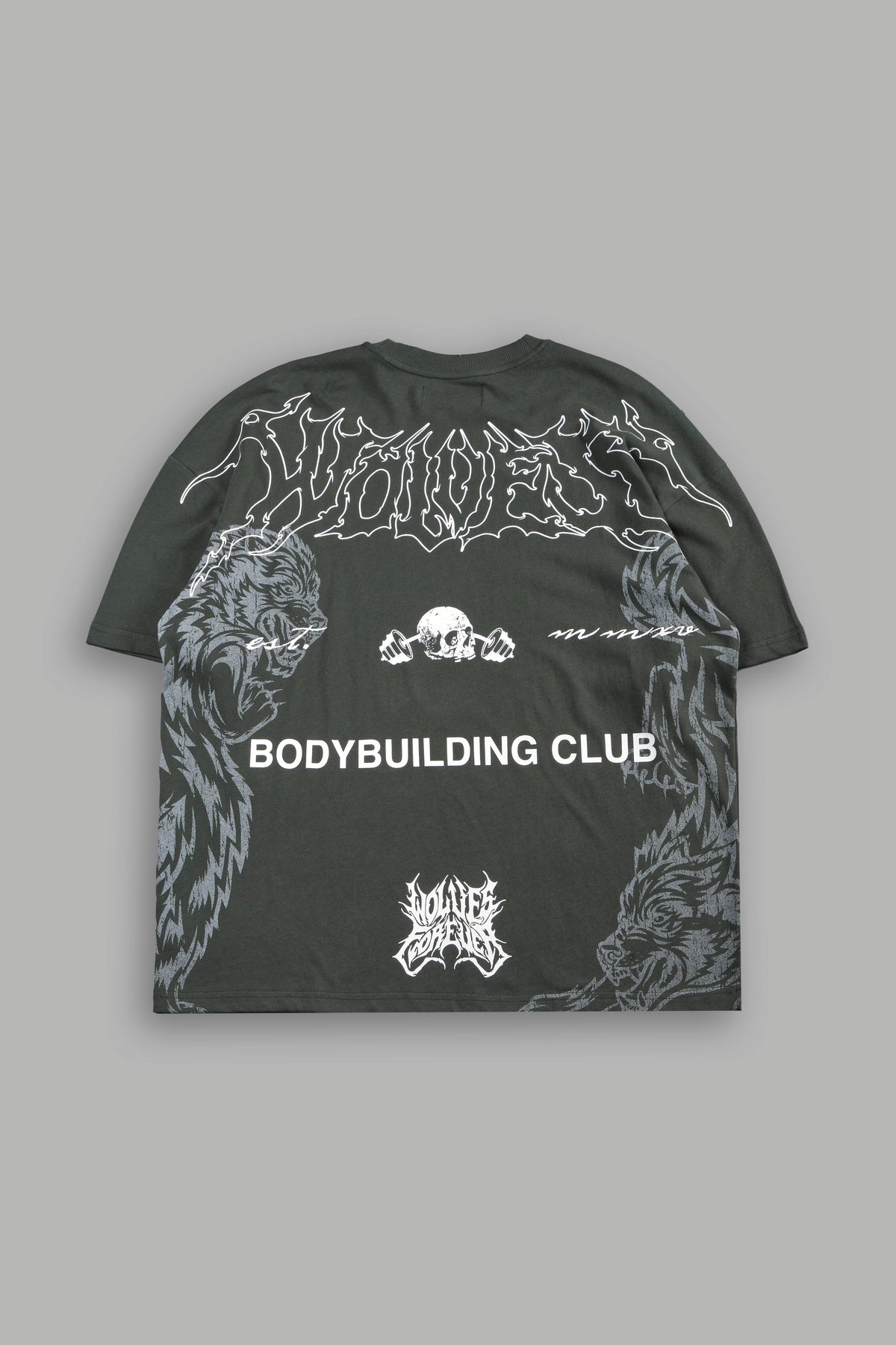 Wolves Bodybuilding Club Premium Tee In Green Ivy