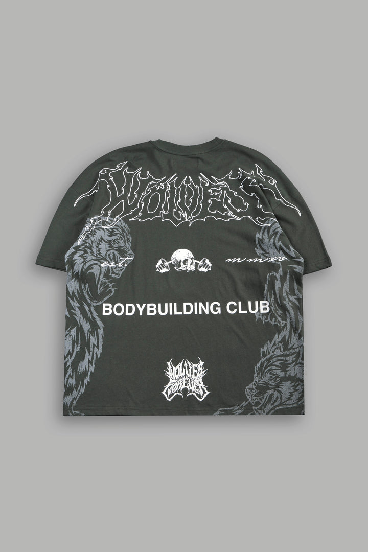 Wolves Bodybuilding Club Premium Tee In Green Ivy