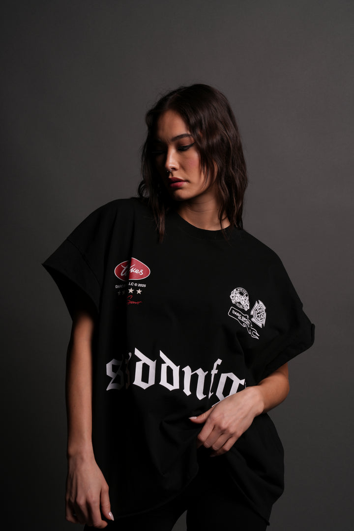 Us Forever Grunge Cut-Off Tee in Black