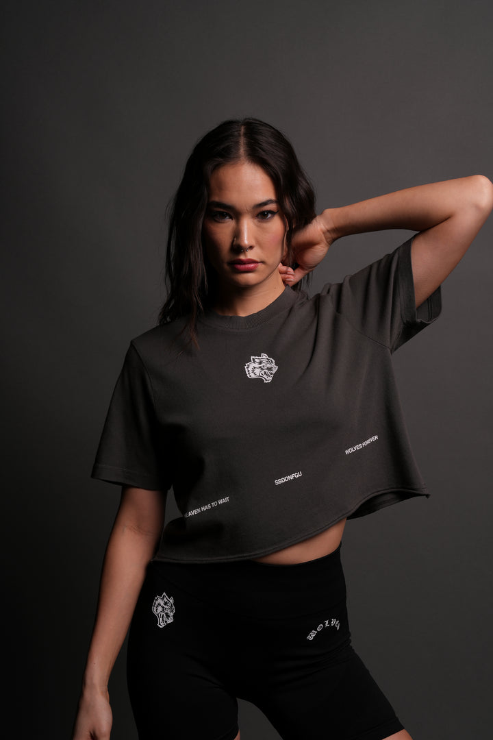 Death Moth Forever "Premium" (Cropped) Tee in Wolf Gray