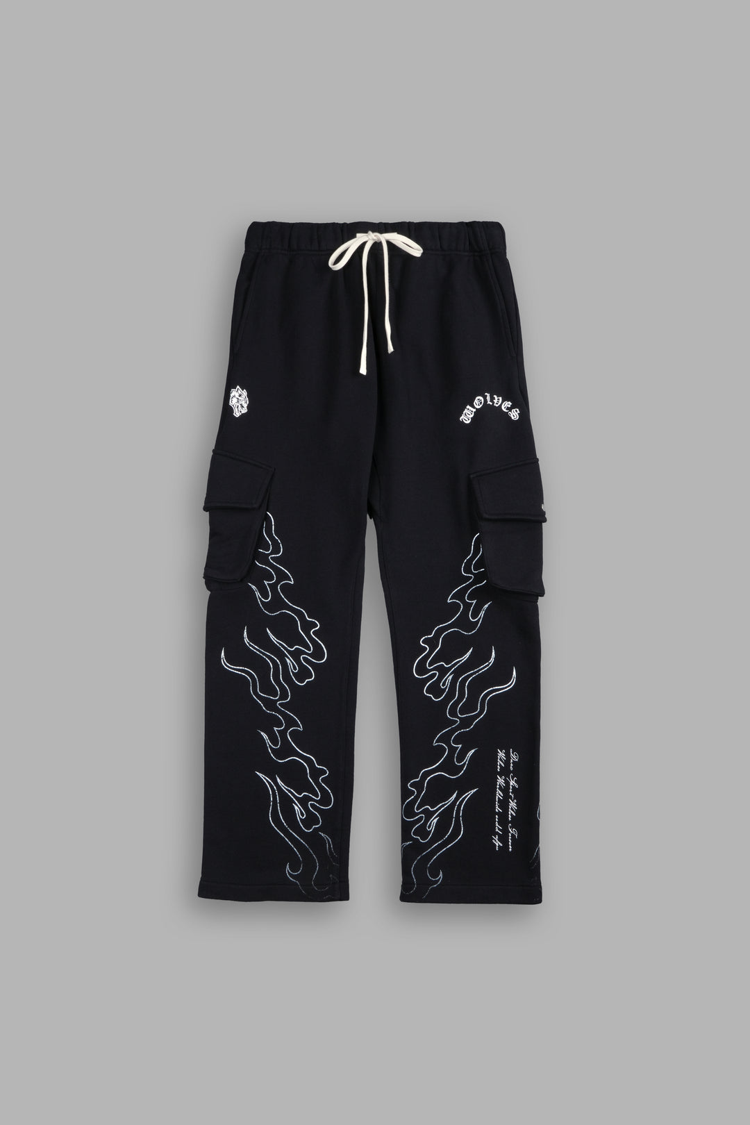 Through The Fire Bigelow Cargo Sweat Pants in Black/White