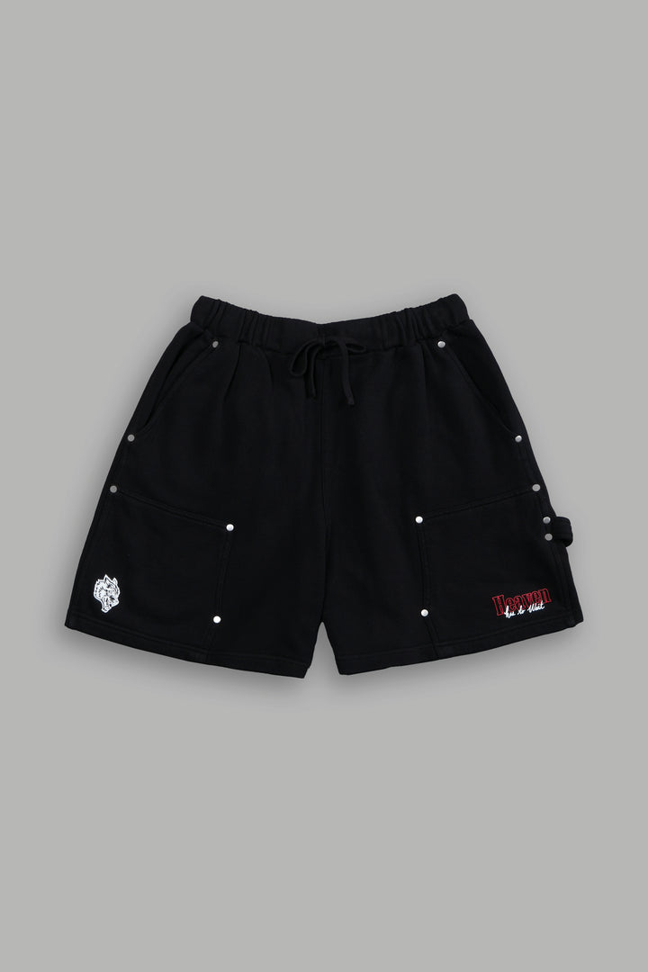 Frontier Rivet Fleece Shorts in Black