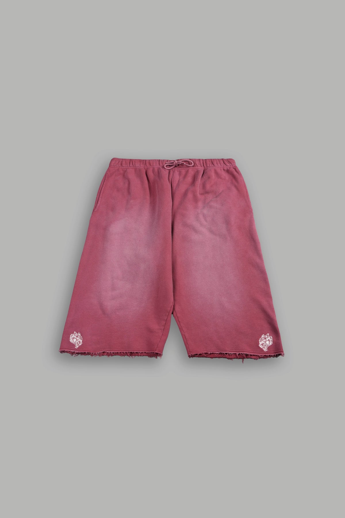 Dual Wolf Capri Sweat Pants In Cherry Red Super Sun Fade