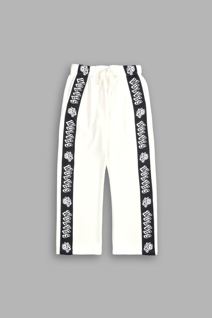 Never Give Up She Roadster Track Pants in Cream/Black