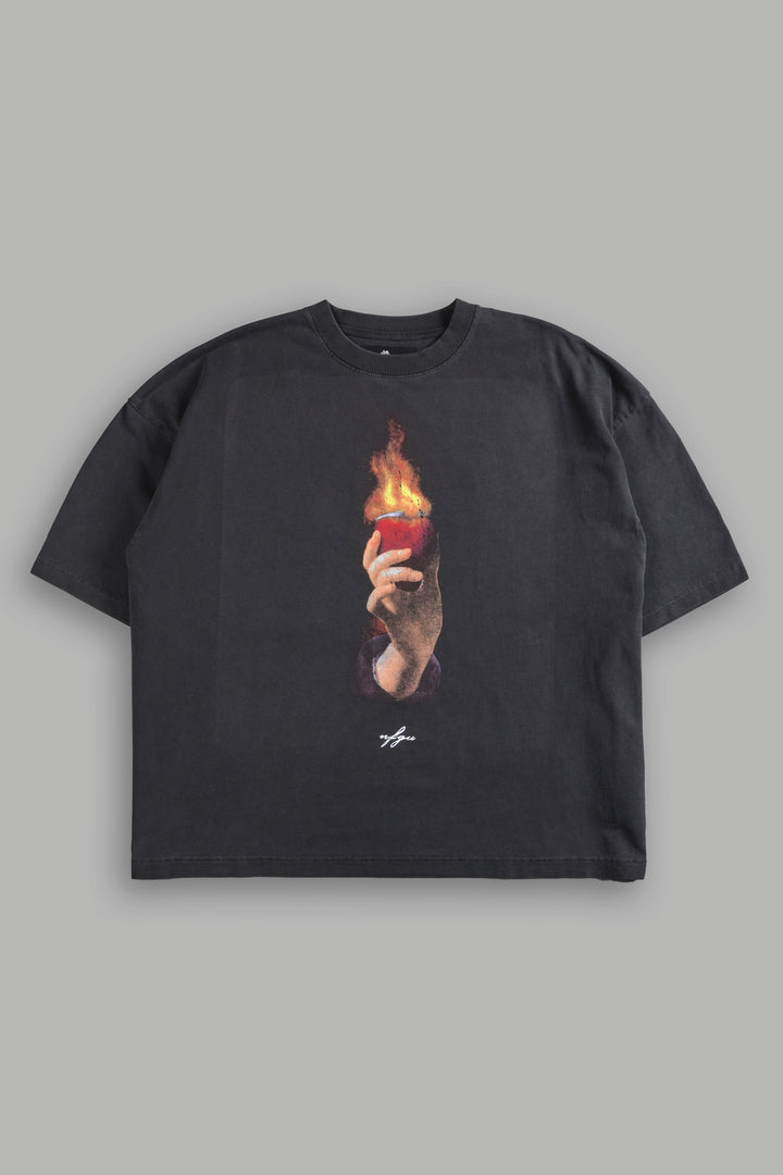 Corazon Sagrado Grunge "Box Cut" Tee in Wolf Gray
