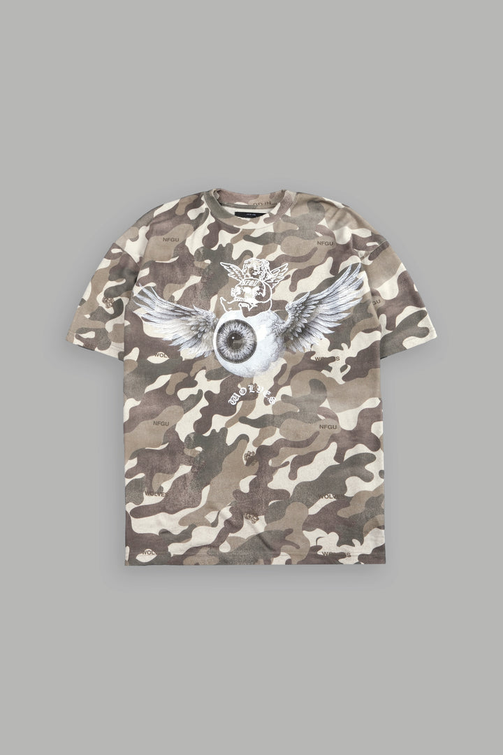 Flight Club V2 Premium Oversized Tee in Dsvd Green Camo