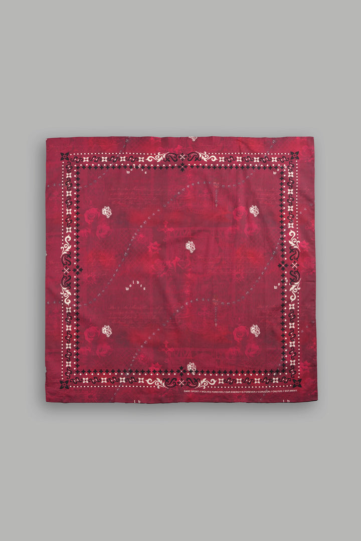 Wolves Pyramid Babushka Scarf In Rosas De Sangre