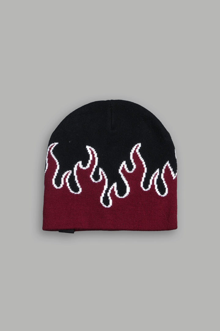 Eternal Flame Cap Beanie in Black/Oxblood