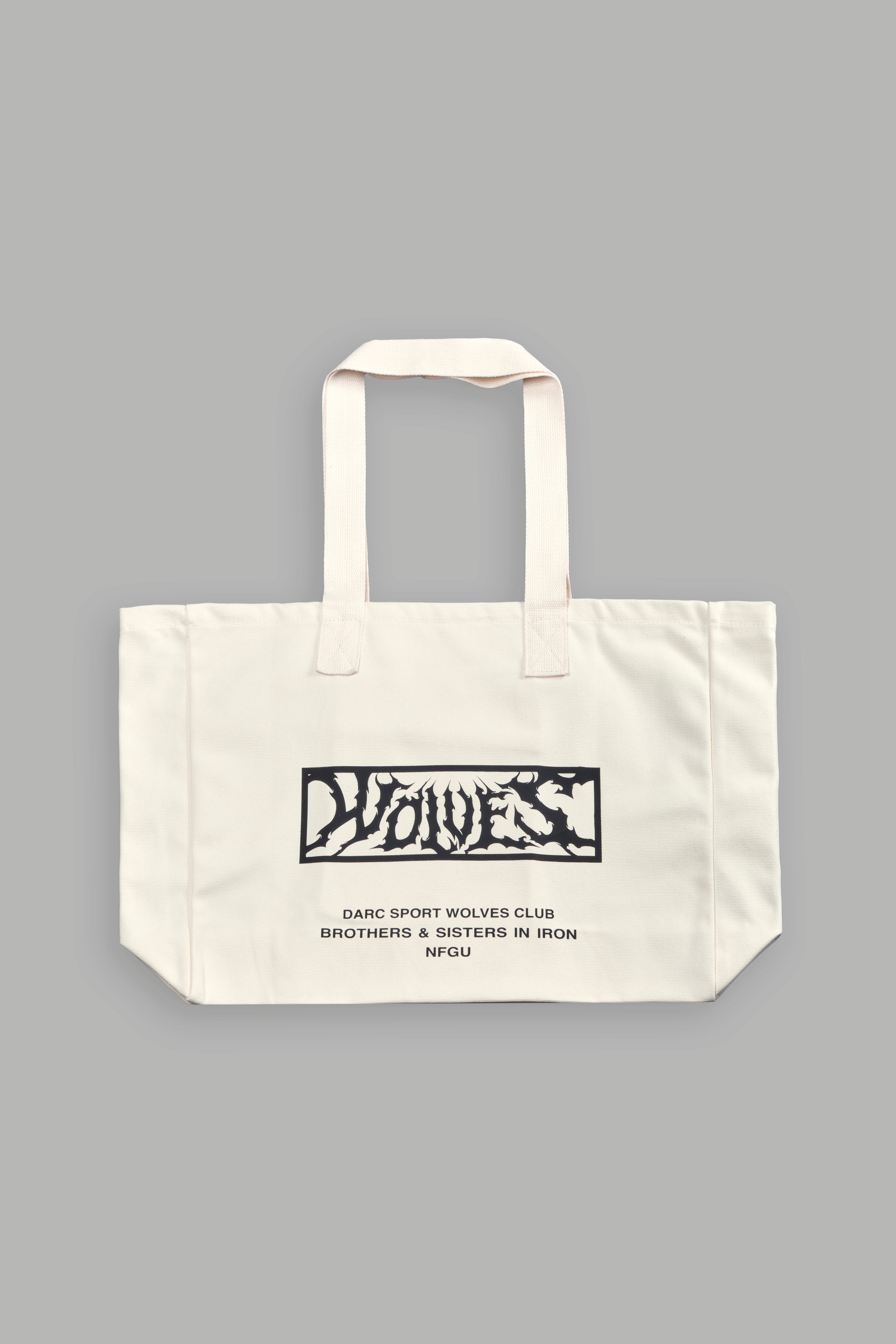 Shielded Heart Canvas Tote Bag in Cream