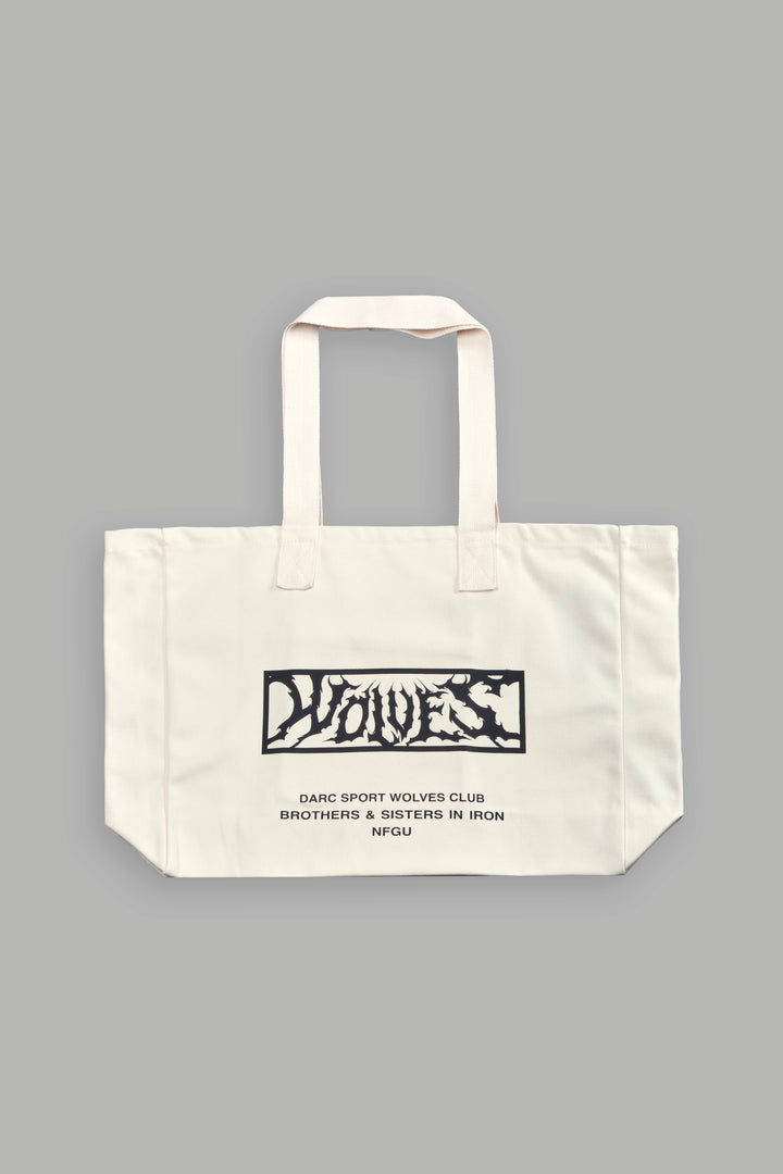 Shielded Heart Canvas Tote Bag in Cream