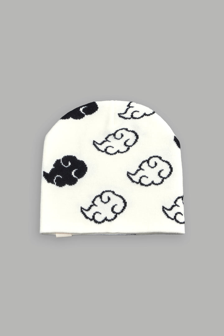 Wolf Clouds Cap Beanie in Cream/Black