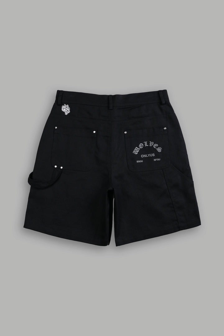 Finite Flame Oversized Clark Utility Shorts in Black