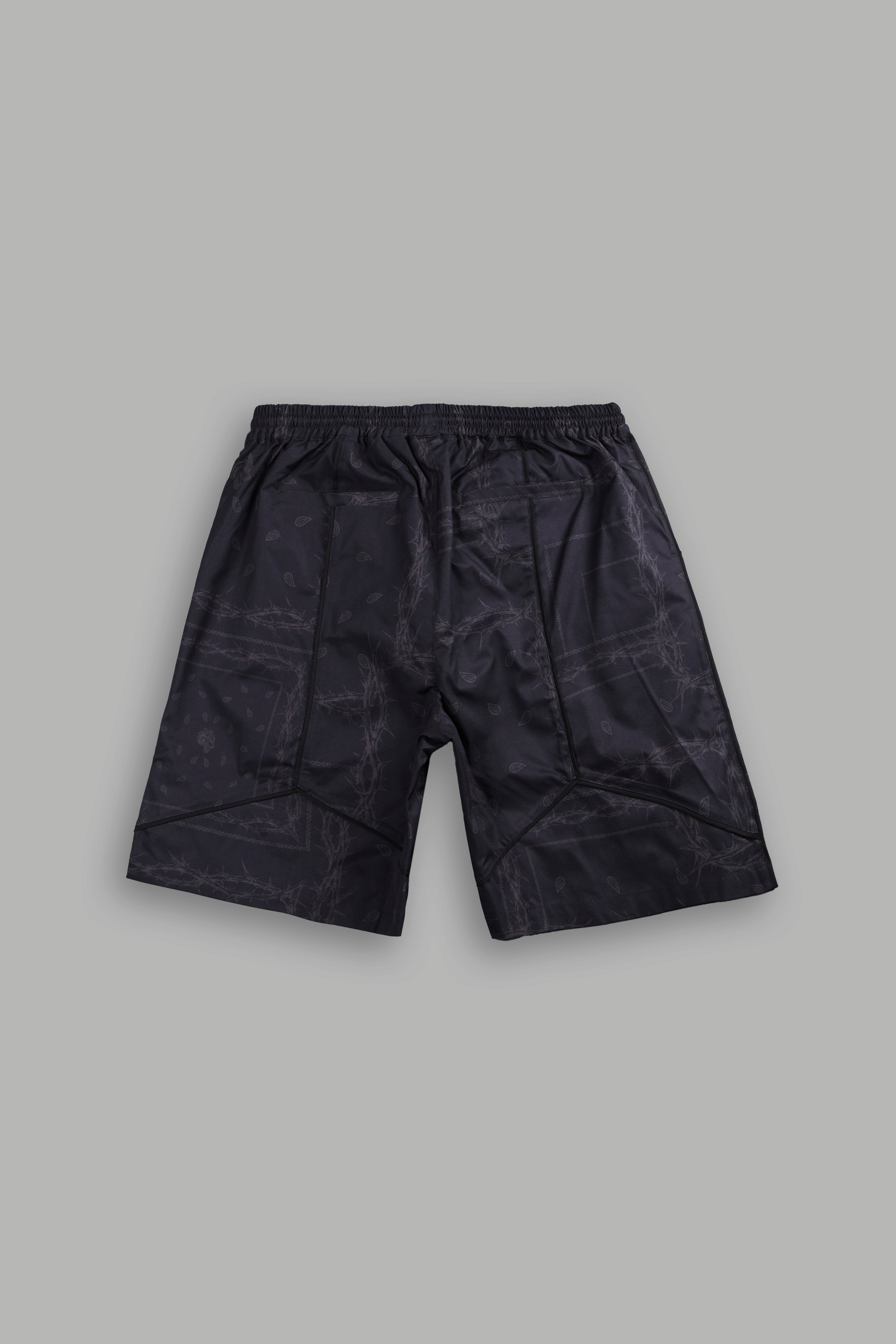Dual Mens Quinn Track Shorts in Black Thorn Paisley