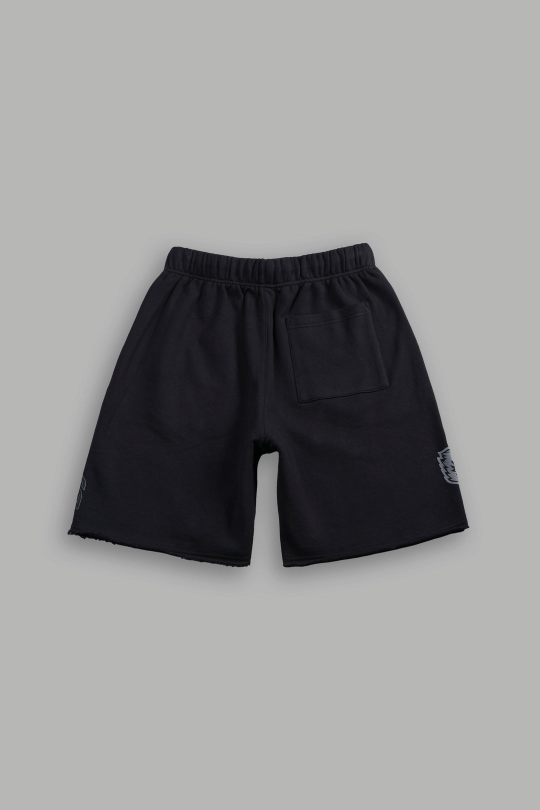 Loyalty Frvr Raw Hem Oversized Post Lounge Sweat Shorts in Black