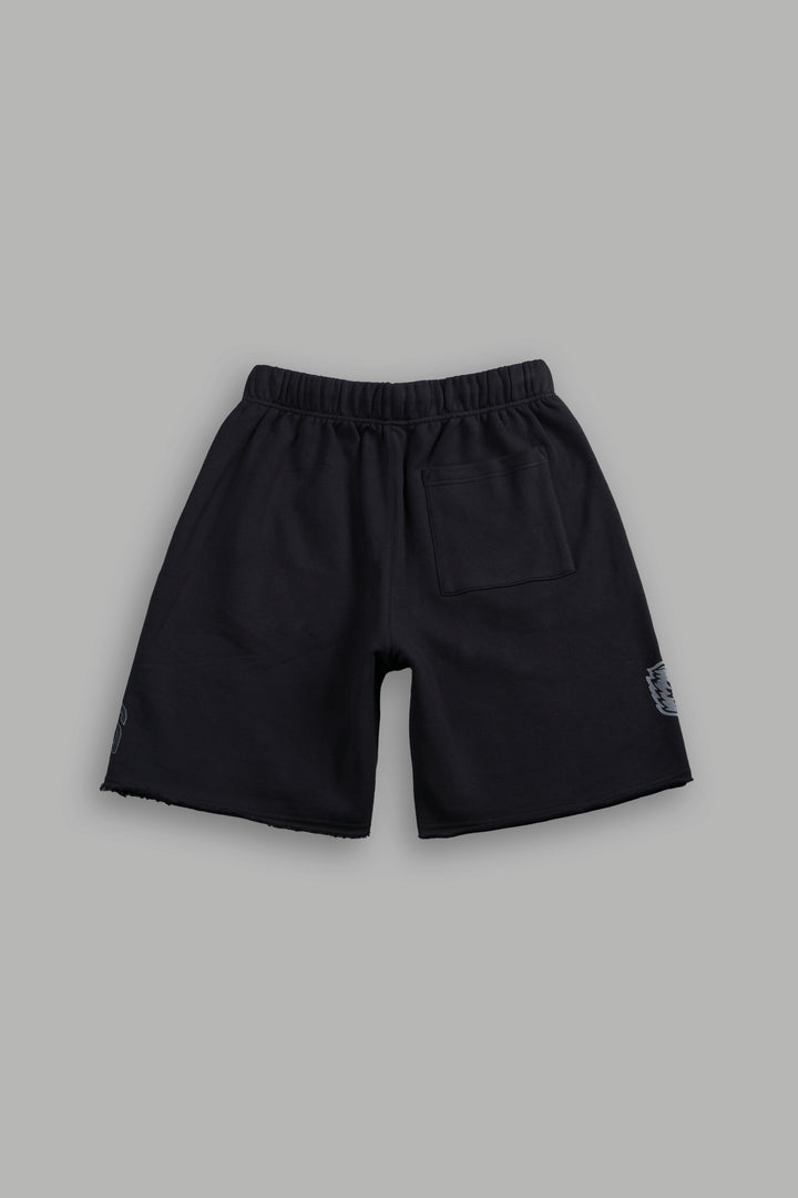 Loyalty Frvr Raw Hem Oversized Post Lounge Sweat Shorts in Black