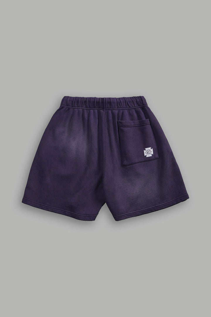 For Us Oversized Post Lounge Sweat Shorts in Phantom Purple Sun Fade